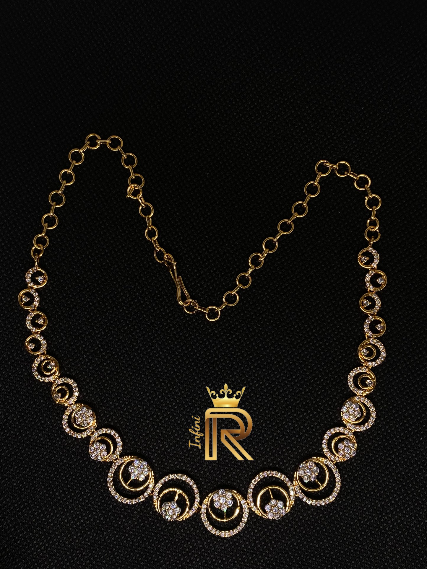 Crescent with floral design etched in Diamonds