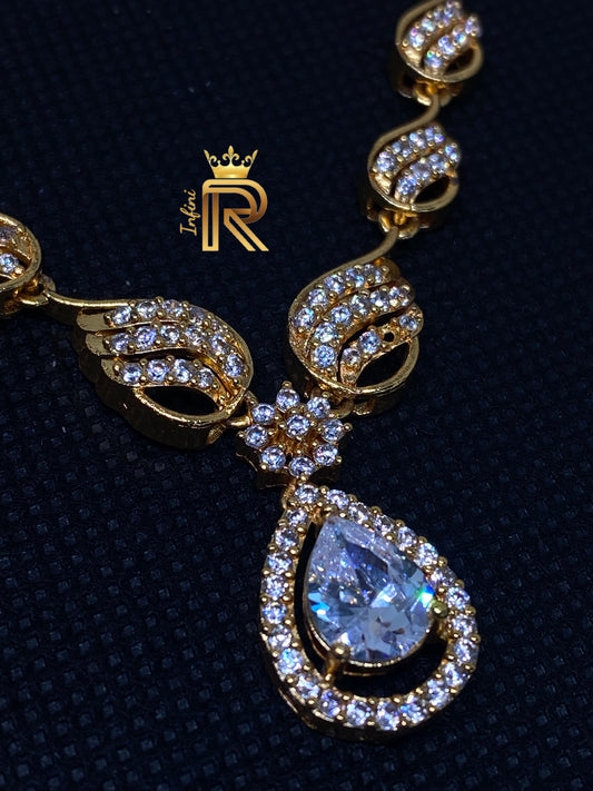 Big oval Diamond Pendant in choker style with floral designs