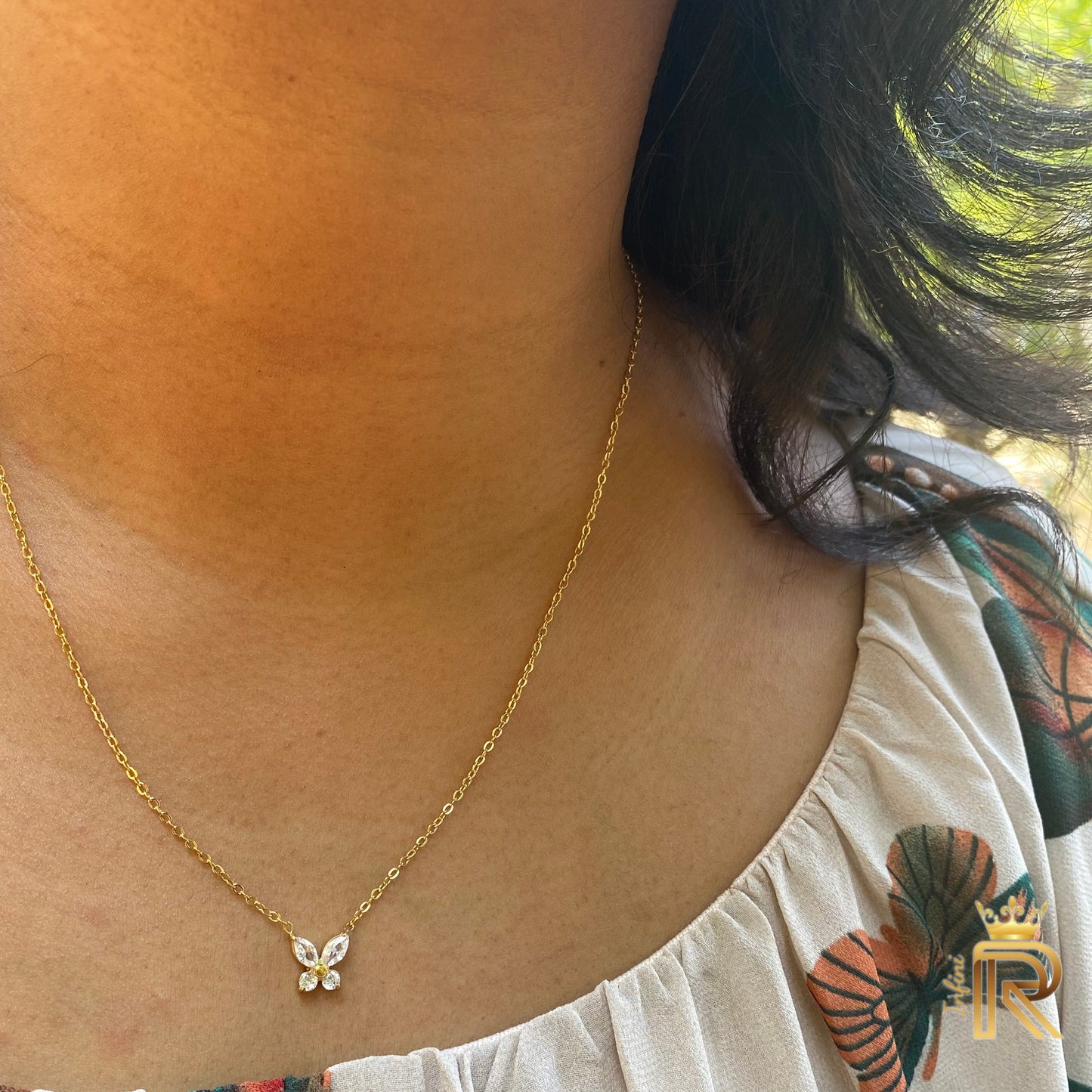 18K Gold Butterfly Pendant Necklace | American Diamond Dainty Charm | Symbol of Transformation & Luck | Gift for Her