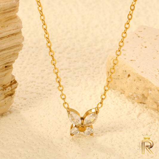 18K Gold Butterfly Pendant Necklace | American Diamond Dainty Charm | Symbol of Transformation & Luck | Gift for Her