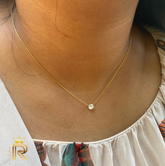 Affordable Work Wear | 18K Gold with dainty Diamond pendant| Minimalist Crown Pendant | Diamond on Silver | Dainty Necklace