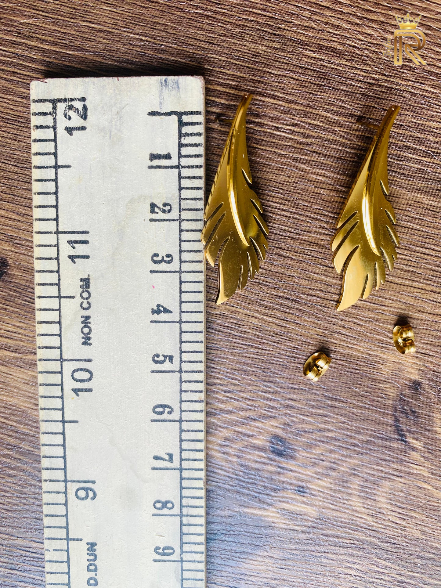 Gift 18K Gold Leaf Earring flatback, Long Gold Earrings, All the glitter is gold, Nature Inspired, Fashion Jewelry, Gift For Her
