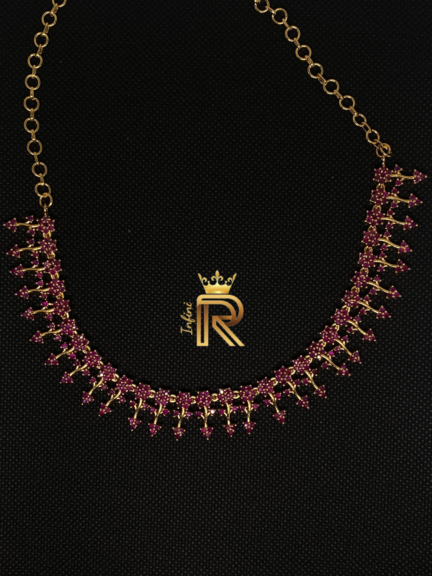 Kemp Red Choker with floral design