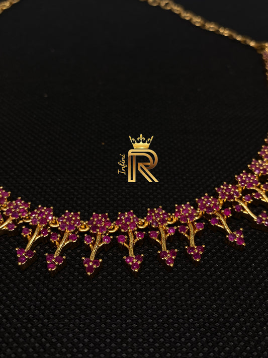 Kemp Red Choker with floral design