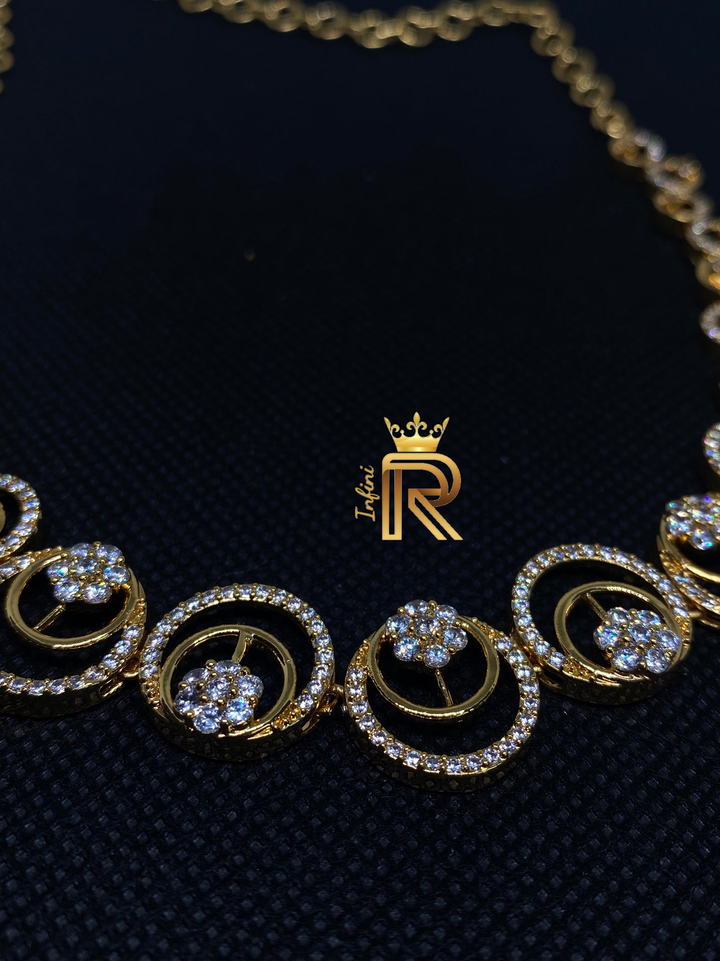 Crescent with floral design etched in Diamonds