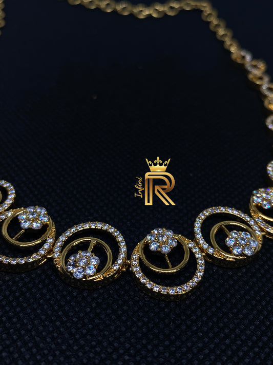 Crescent with floral design etched in Diamonds