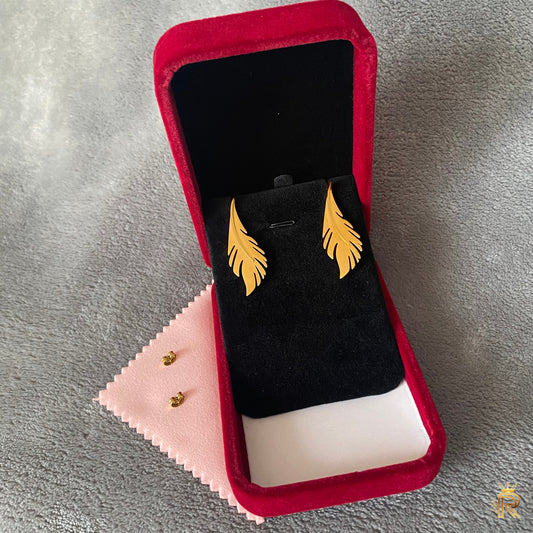 Gift 18K Gold Leaf Earring flatback, Long Gold Earrings, All the glitter is gold, Nature Inspired, Fashion Jewelry, Gift For Her