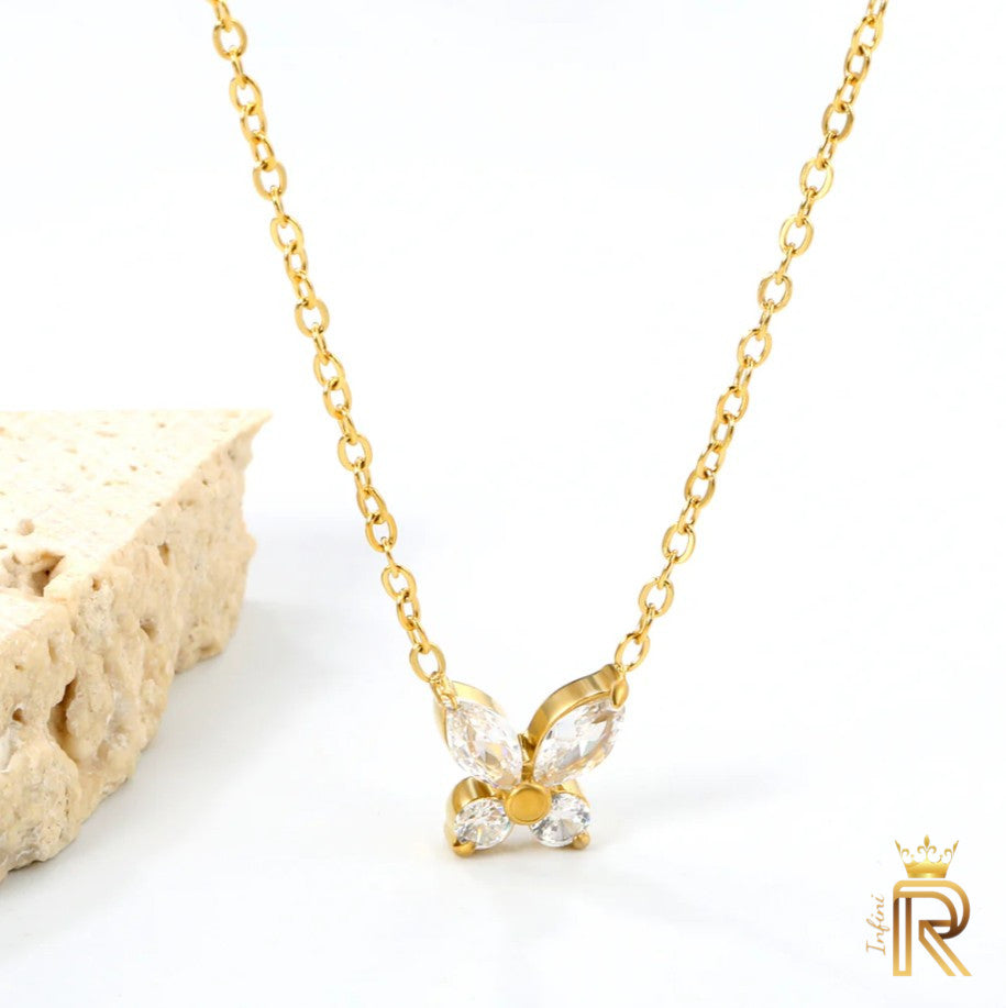 18K Gold Butterfly Pendant Necklace | American Diamond Dainty Charm | Symbol of Transformation & Luck | Gift for Her