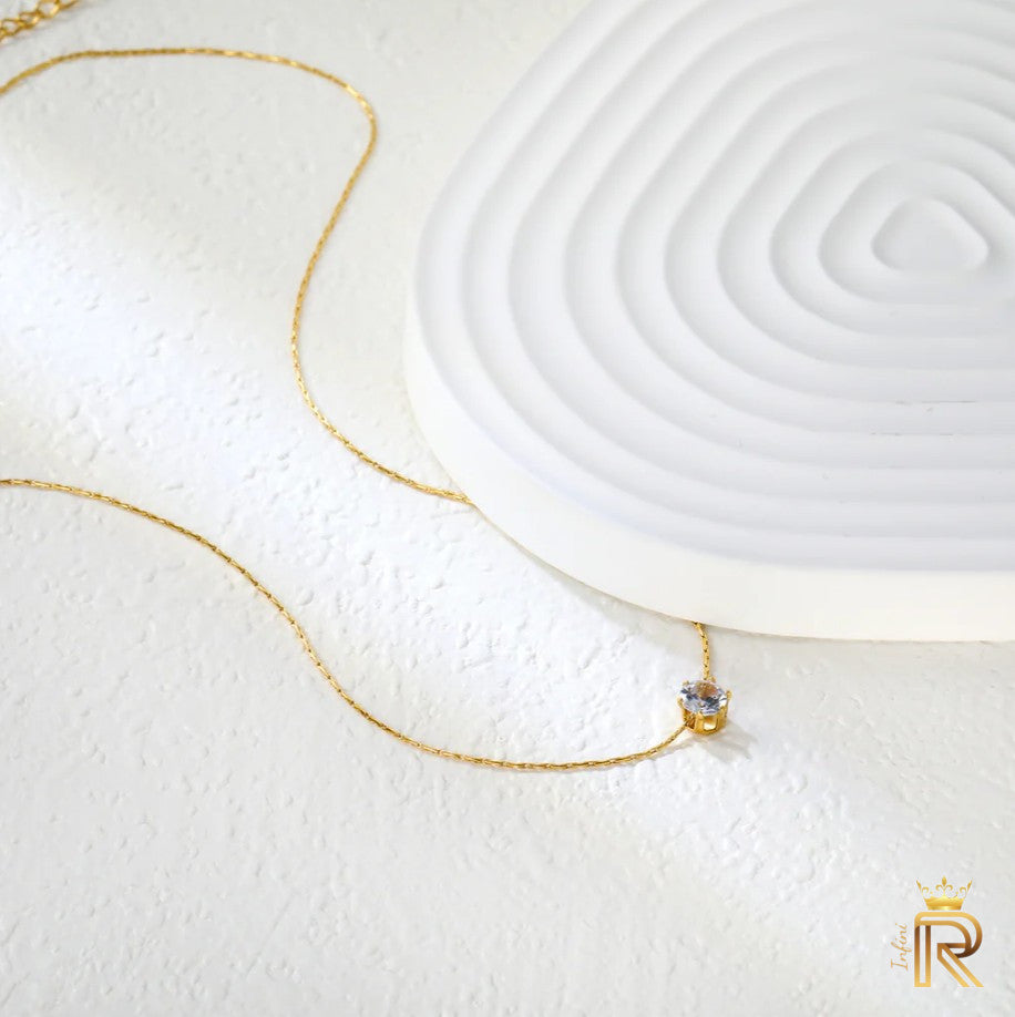 Affordable Work Wear | 18K Gold with dainty Diamond pendant| Minimalist Crown Pendant | Diamond on Silver | Dainty Necklace