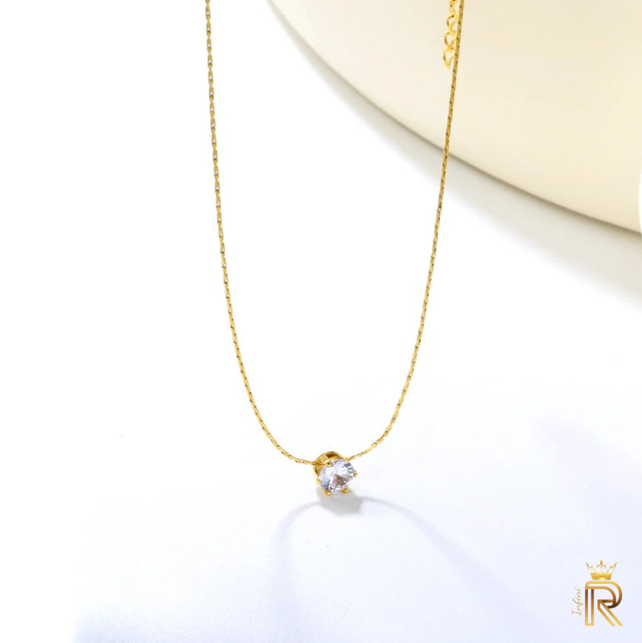Affordable Work Wear | 18K Gold with dainty Diamond pendant| Minimalist Crown Pendant | Diamond on Silver | Dainty Necklace