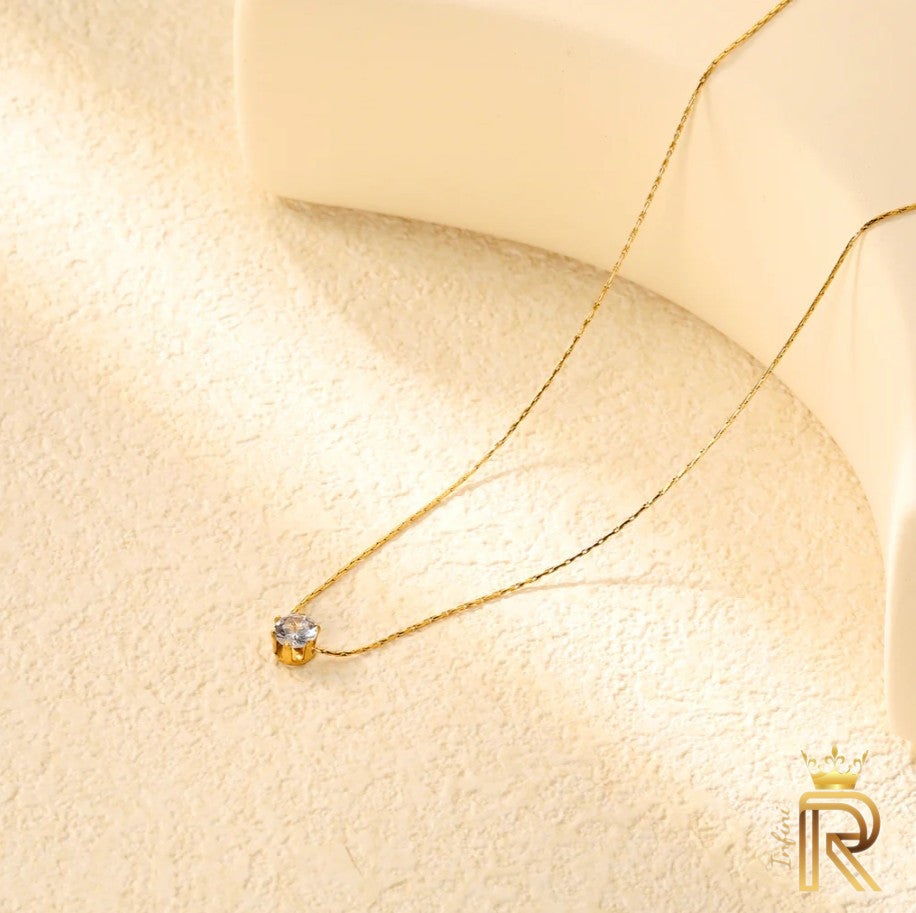 Affordable Work Wear | 18K Gold with dainty Diamond pendant| Minimalist Crown Pendant | Diamond on Silver | Dainty Necklace