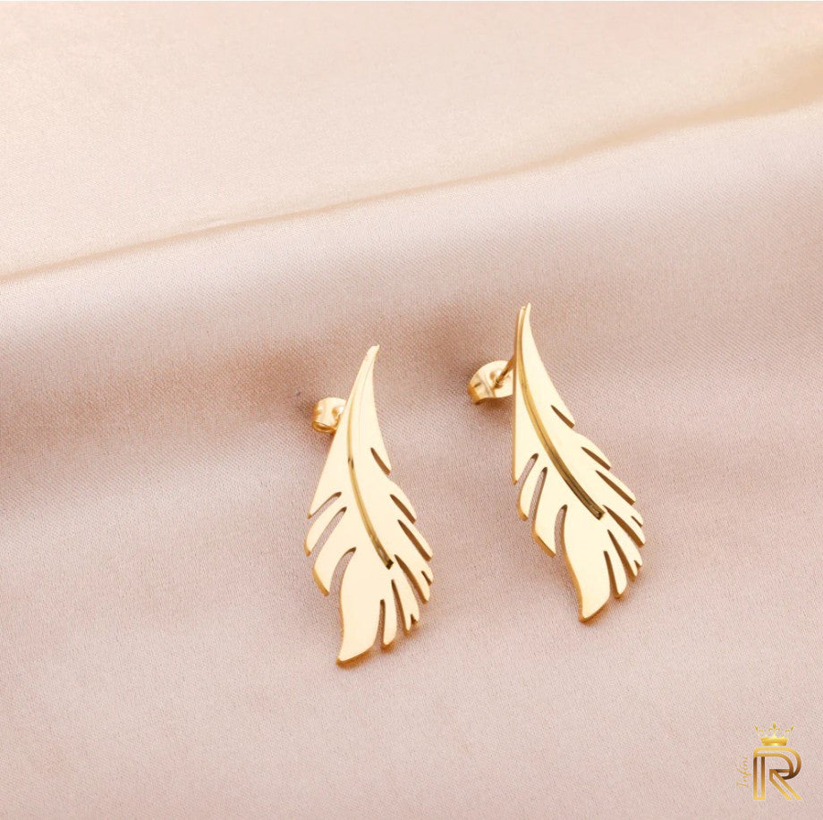 Gift 18K Gold Leaf Earring flatback, Long Gold Earrings, All the glitter is gold, Nature Inspired, Fashion Jewelry, Gift For Her