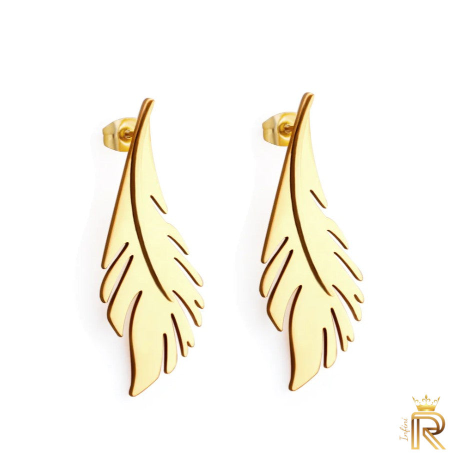 Gift 18K Gold Leaf Earring flatback, Long Gold Earrings, All the glitter is gold, Nature Inspired, Fashion Jewelry, Gift For Her