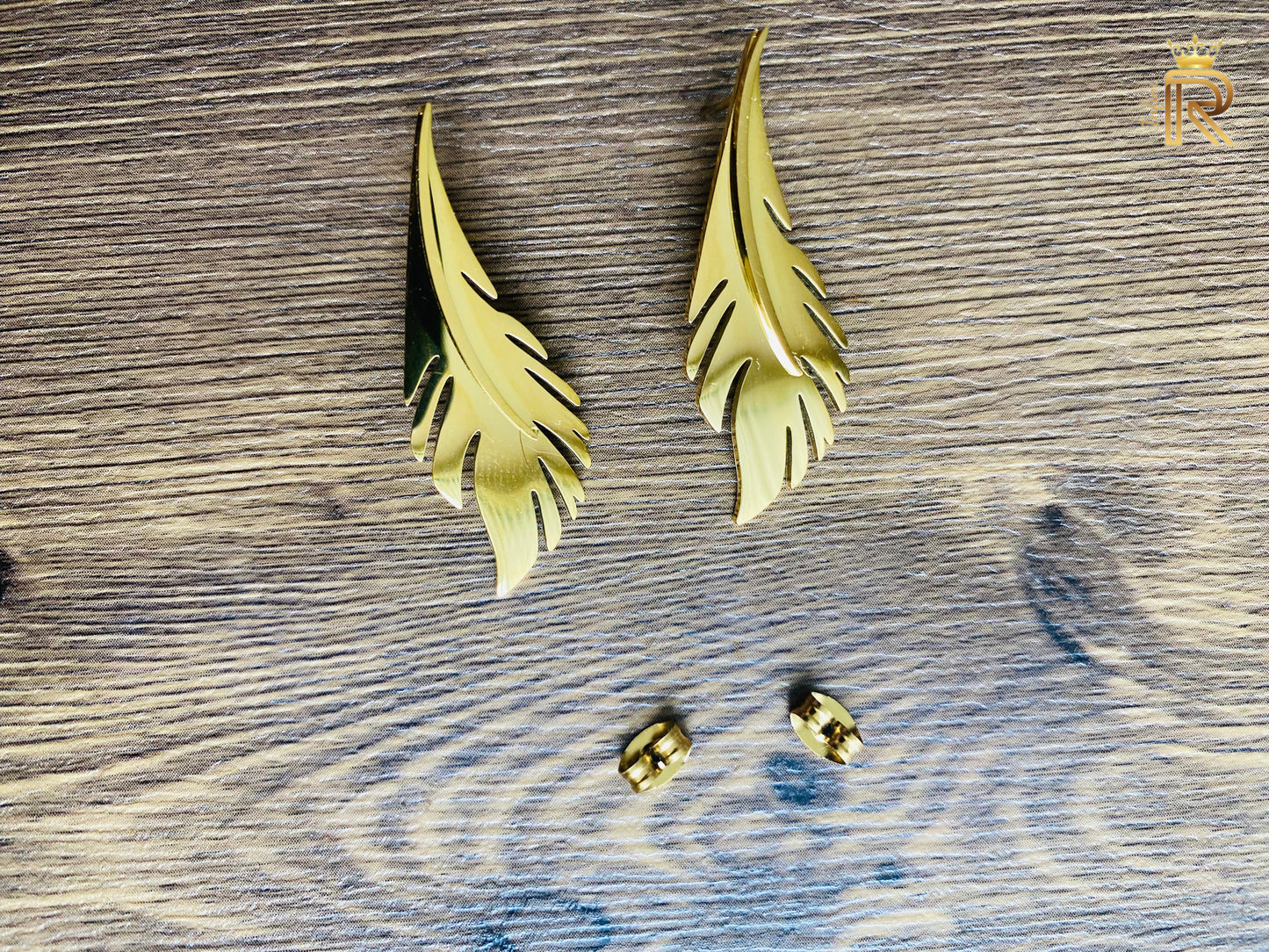Gift 18K Gold Leaf Earring flatback, Long Gold Earrings, All the glitter is gold, Nature Inspired, Fashion Jewelry, Gift For Her