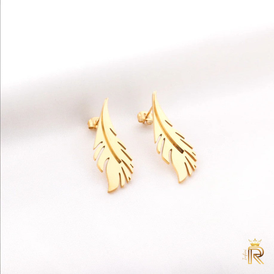 Gift 18K Gold Leaf Earring flatback, Long Gold Earrings, All the glitter is gold, Nature Inspired, Fashion Jewelry, Gift For Her