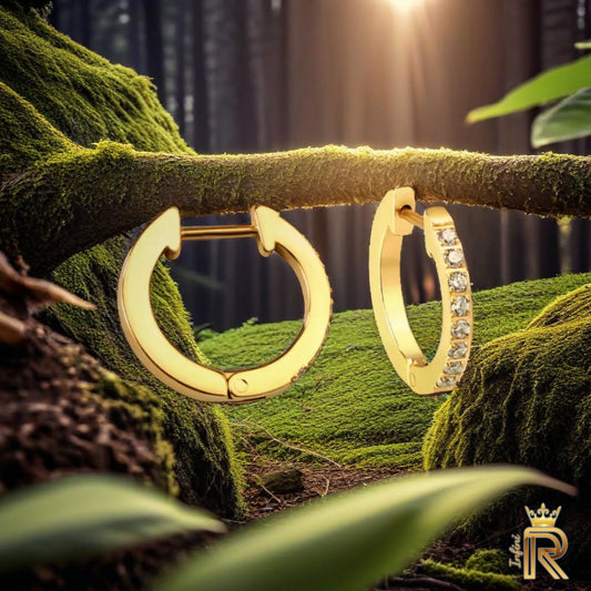 18K Gold Huggie Hoop Earrings | 8 American Diamond Hoops | Waterproof & Hypoallergenic | Minimalist Everyday Luxury Jewelry