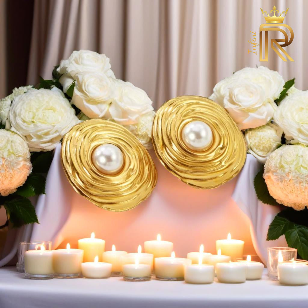 Gift 18K Gold Dainty Freshwater Pearl Earrings, Bridal Earrings, Bridesmaid Gift, Water proof, All the glitter is gold.