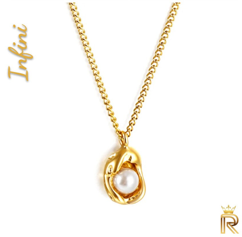 18K Gold Premium Exclusive Gift, Minimalist Freshwater Baroque pearl, Dainty Pearl Necklace