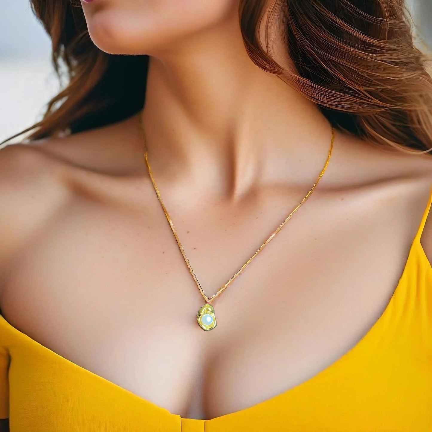 18K Gold Premium Exclusive Gift, Minimalist Freshwater Baroque pearl, Dainty Pearl Necklace