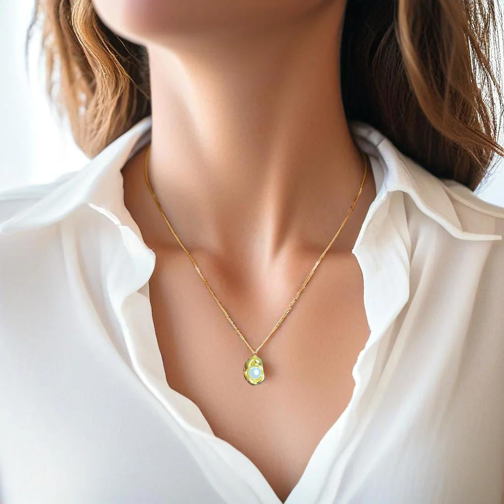 18K Gold Premium Exclusive Gift, Minimalist Freshwater Baroque pearl, Dainty Pearl Necklace