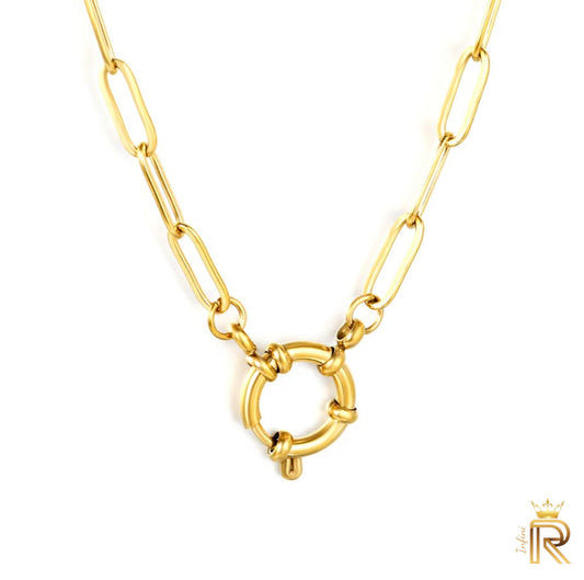 18K Gold Paperclip Chain Necklace | Crown Clasp Link Chain | Waterproof, Tarnish-Free Minimalist Jewelry | Hypoallergenic Royal Chain Gift