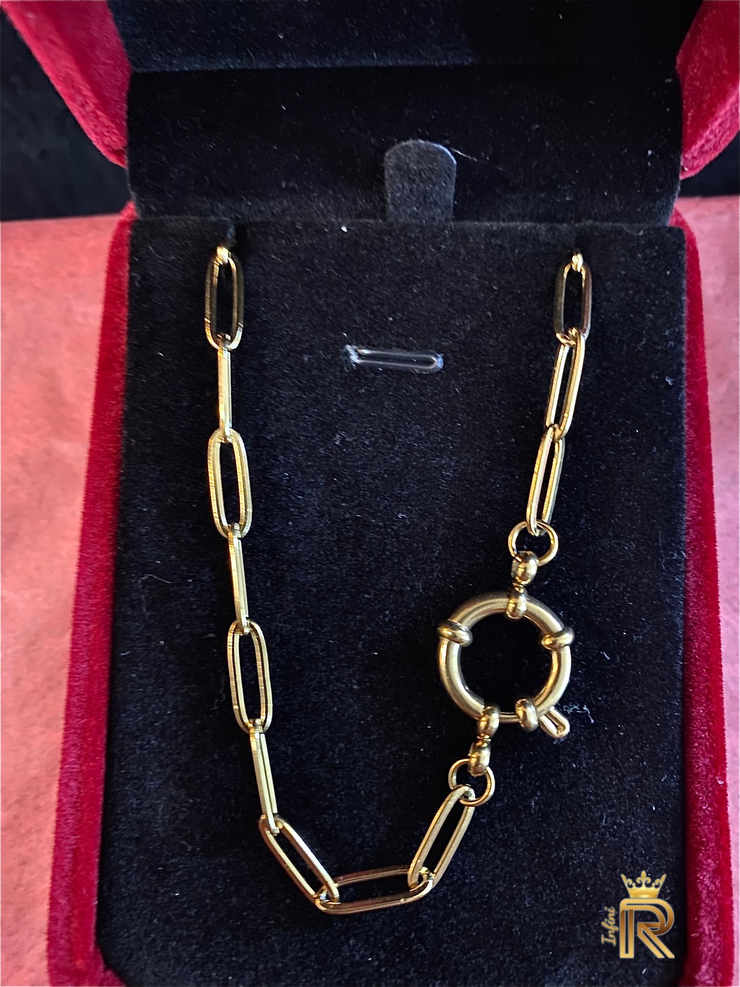 18K Gold Paperclip Chain Necklace | Crown Clasp Link Chain | Waterproof, Tarnish-Free Minimalist Jewelry | Hypoallergenic Royal Chain Gift