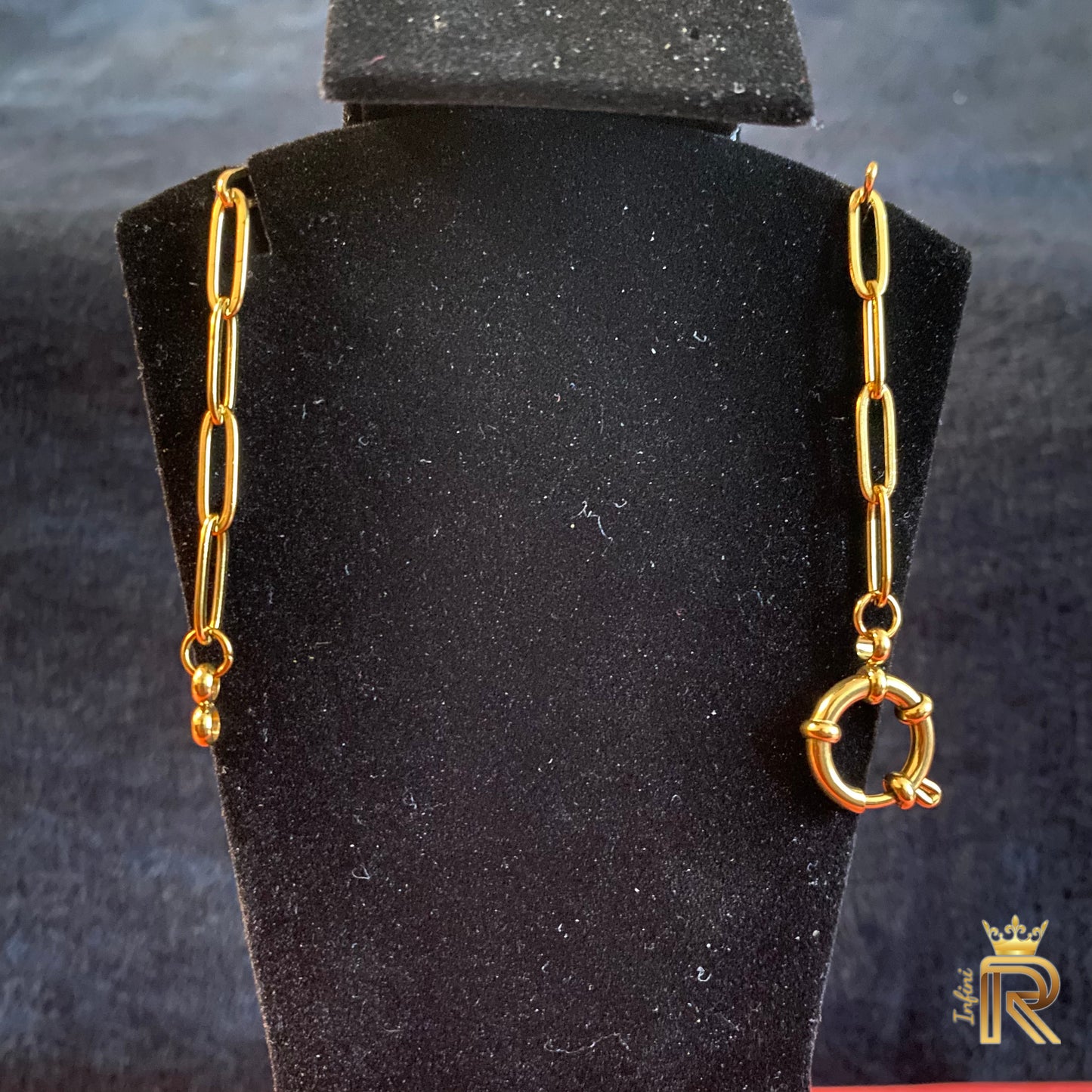 18K Gold Paperclip Chain Necklace | Crown Clasp Link Chain | Waterproof, Tarnish-Free Minimalist Jewelry | Hypoallergenic Royal Chain Gift